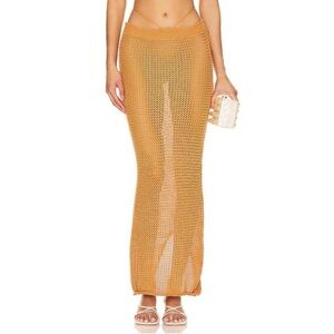 NWT MESHKI Raquel Orange Crochet Maxi Skirt XS